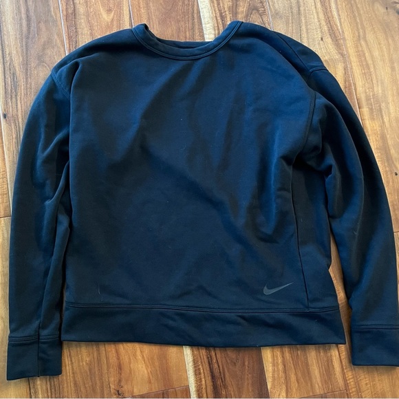 Nike Top - Nike Versa Open Back Sweatshirt Long-Sleeve - Black Size S - DRI-FIT - Picture 2 of 3